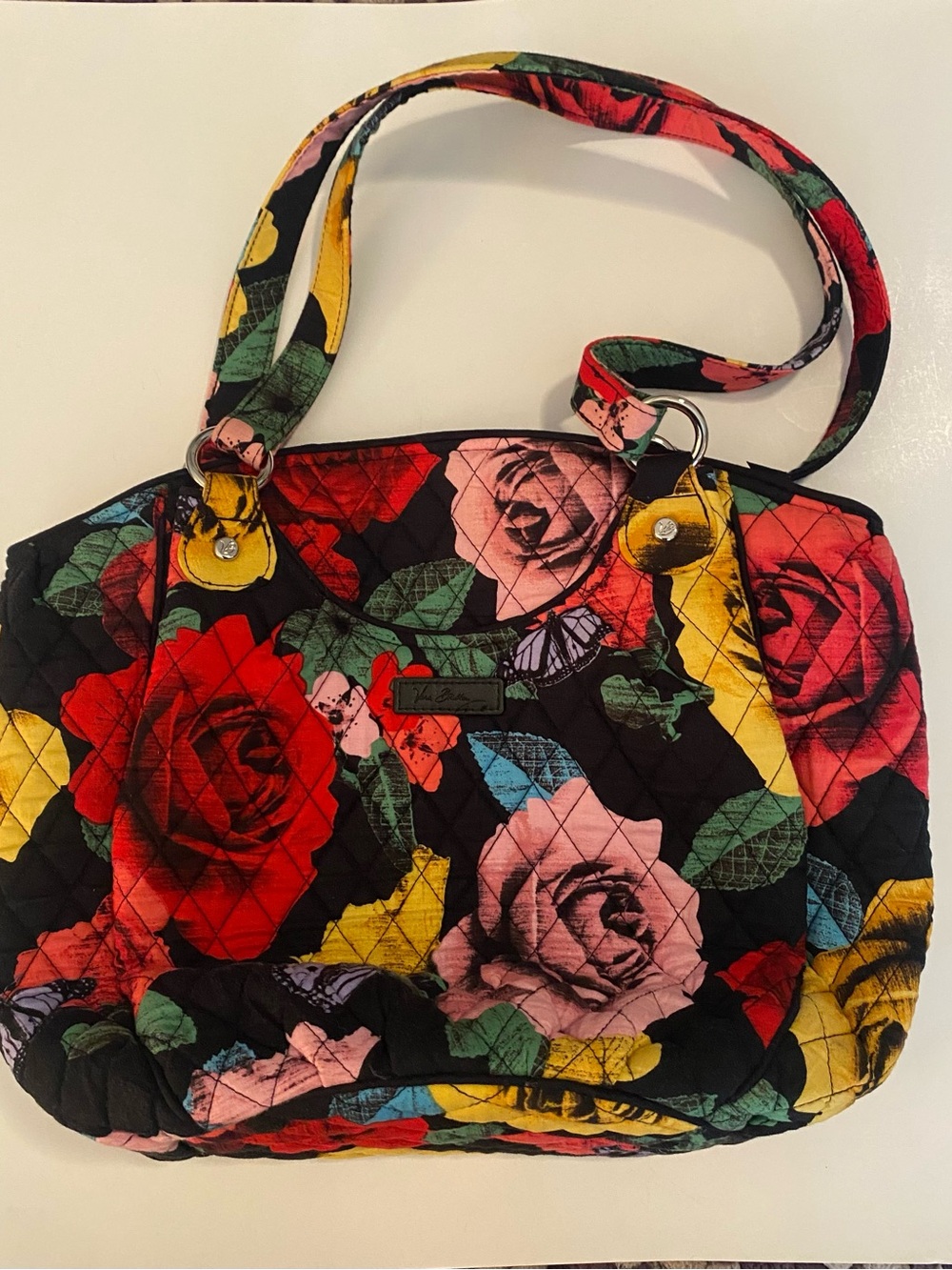 Vera Bradley Glenna Shoulder Bag in the retired "Havana Rose" pattern.